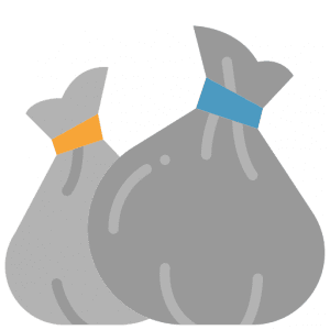 garbage-bag illustration of two garbage bags